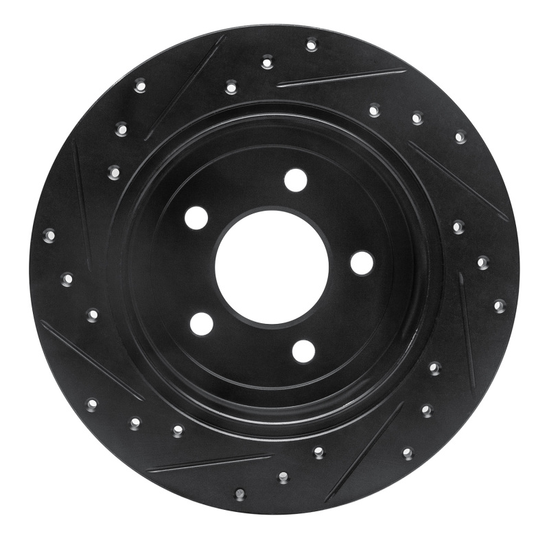 Chrysler Town & Country Brake Rotor (1) - Rear Right - R1 Concepts - Drilled & Slotted - Black - `97-`07